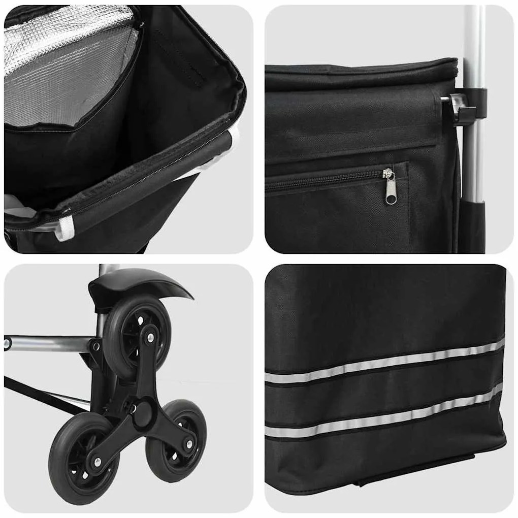 Carrinho de compras vidaXL com escada para subir preto 40 L