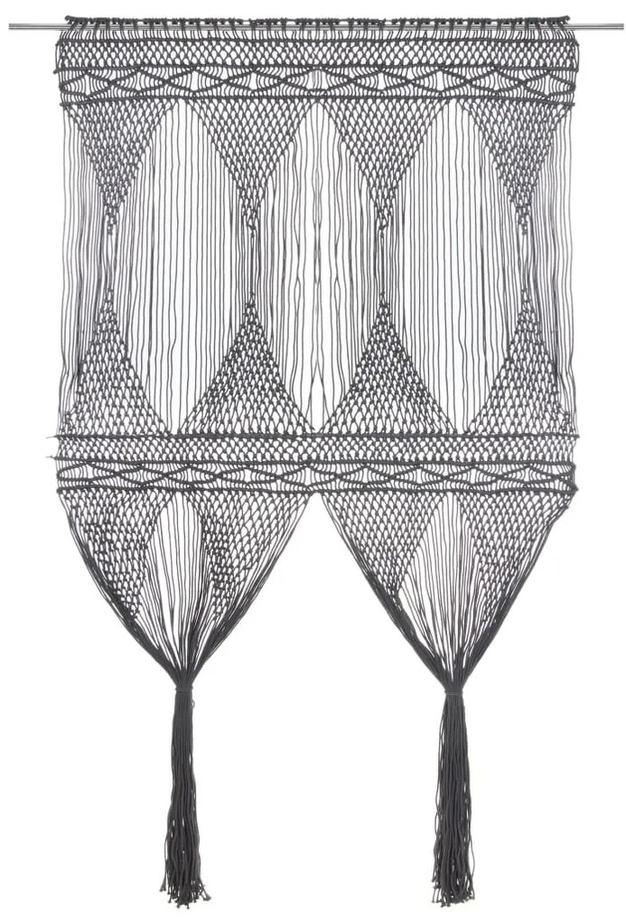 323996 vidaXL Cortina em macramé 140x240 cm algodão antracite