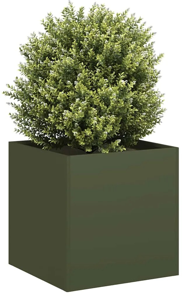 vidaXL Vaso/floreira 40x40x40 cm aço laminado a frio verde