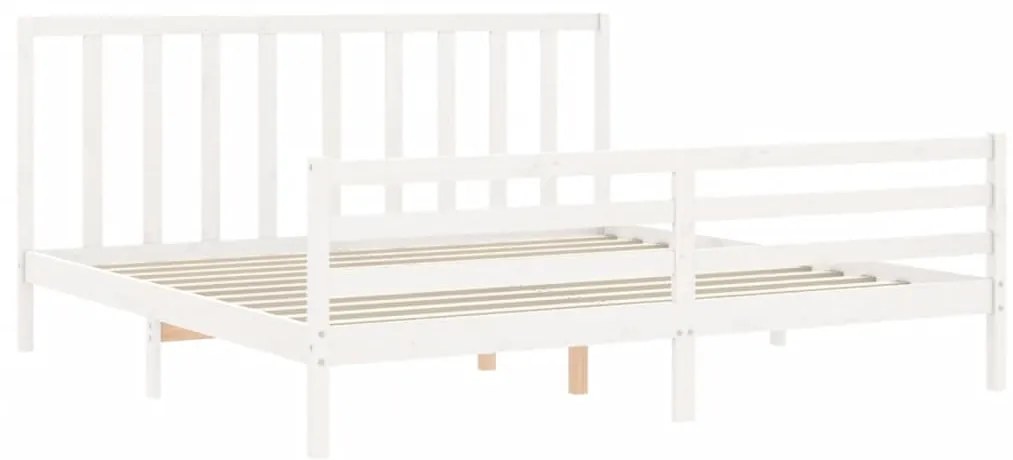 Estrutura de cama com cabeceira 200x200cm madeira maciça branco