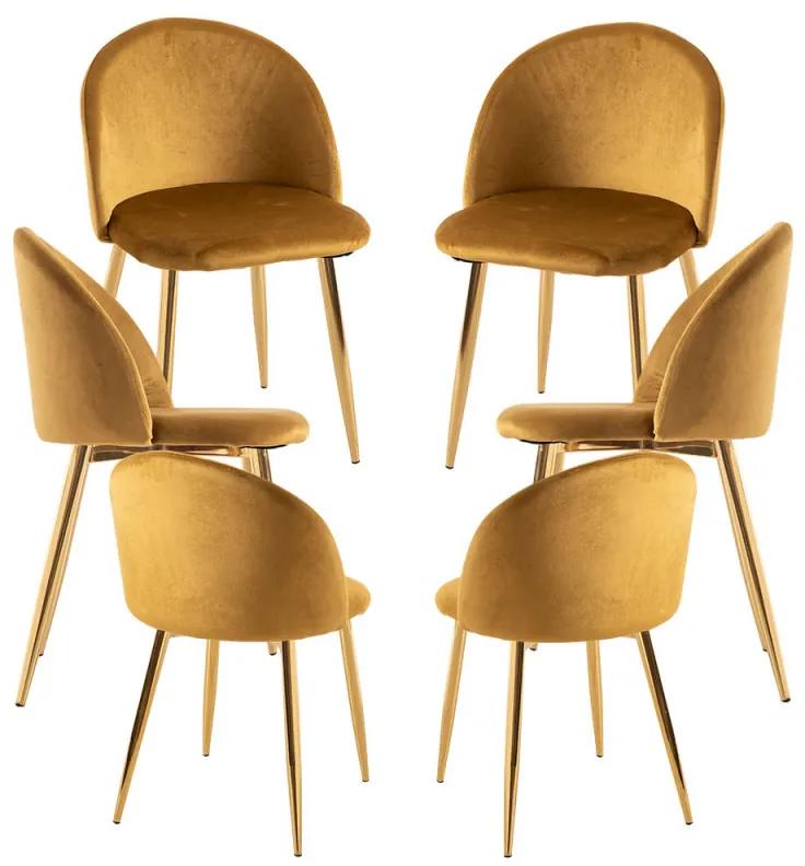 Pack 6 Cadeiras Vint Veludo Golden - Amarelo