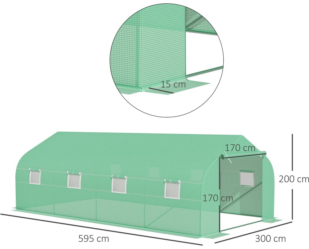 Estufa Tipo Túnel de Jardim 600x300x200cm para Cultivo de Plantas Verd