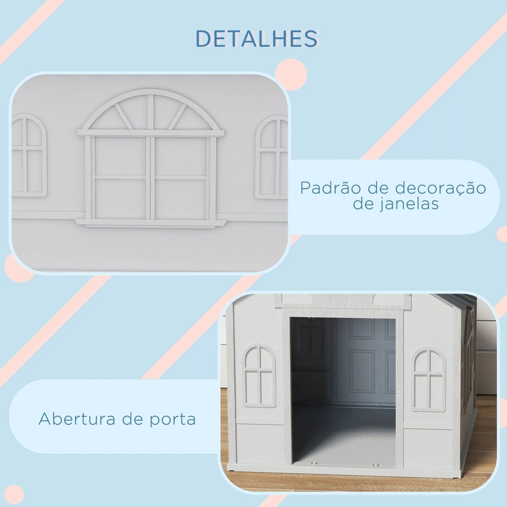PawHut Casa para Cães 65x75,7x63 cm Casa para Cães com Janelas e Teto