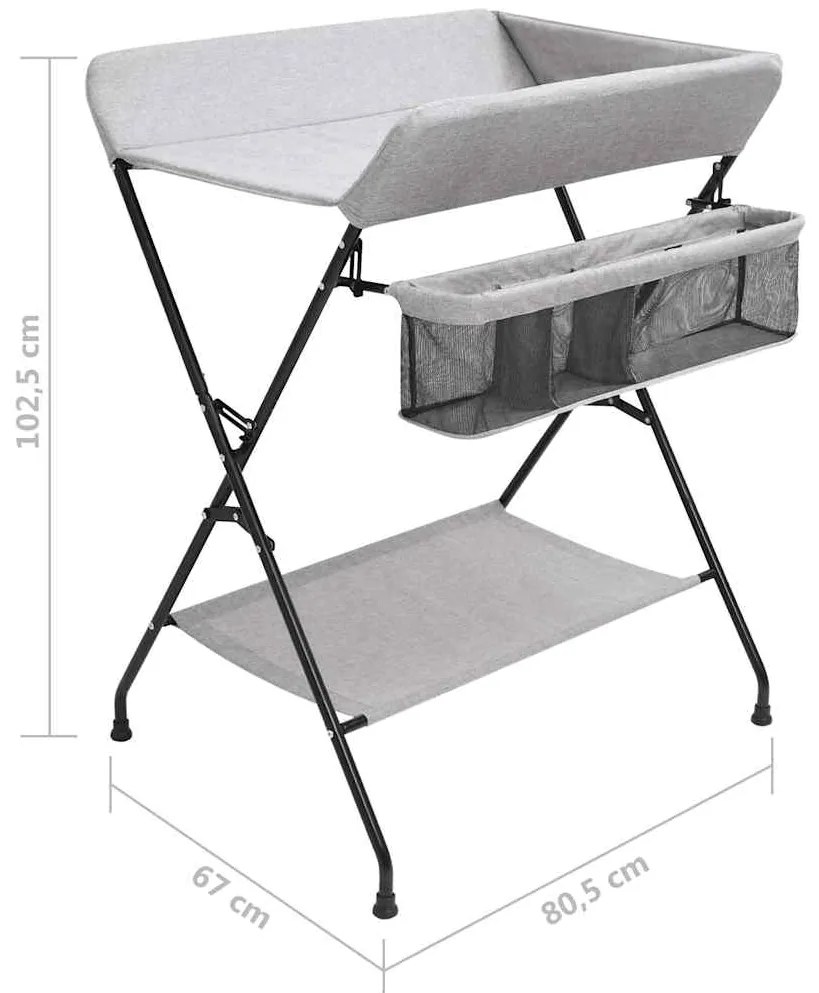 Mesa muda-fraldas ferro cinzento-claro