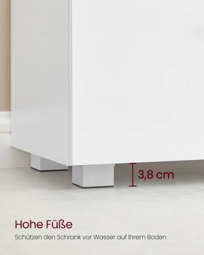 Móvel casa de banho de lavatório (NÃO INCLUIDO) 30 x 60 x 63,8 cm com 2 gavetas grandes Coleção CUSTOS branco