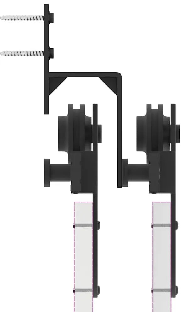 Kit de ferragens para porta deslizante 400 cm aço preto