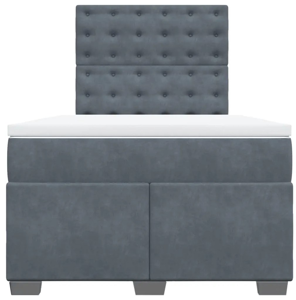 Cama boxspring com colchão 120x200 cm veludo cinzento-escuro