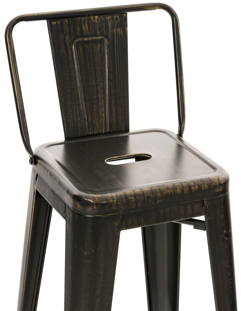 Banco de bar Mason em metal 44 x 96 x 43 cm Preto + Dourado