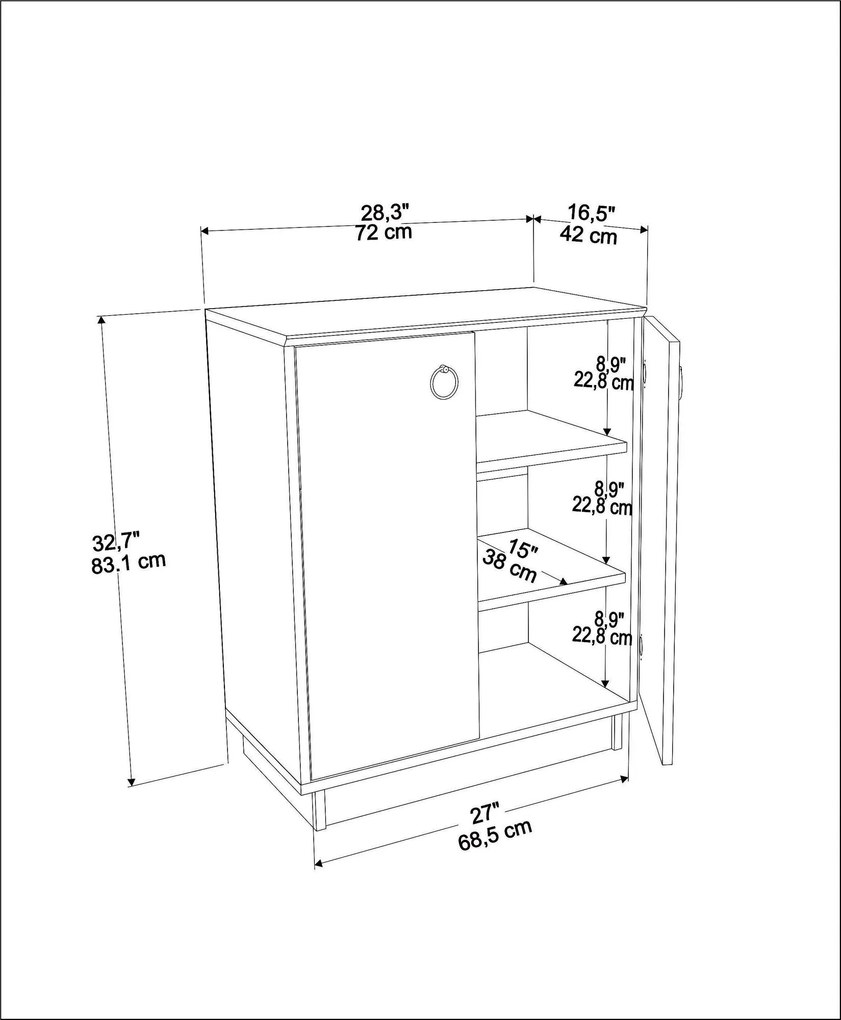 Console Nuanse – Branco Carvalho – 72x83,1x42 cm