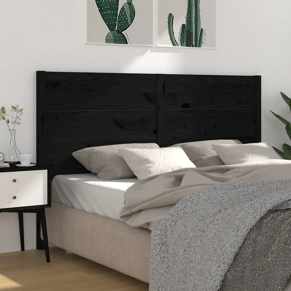 vidaXL Cabeceira de cama 186x4x100 cm pinho maciço preto