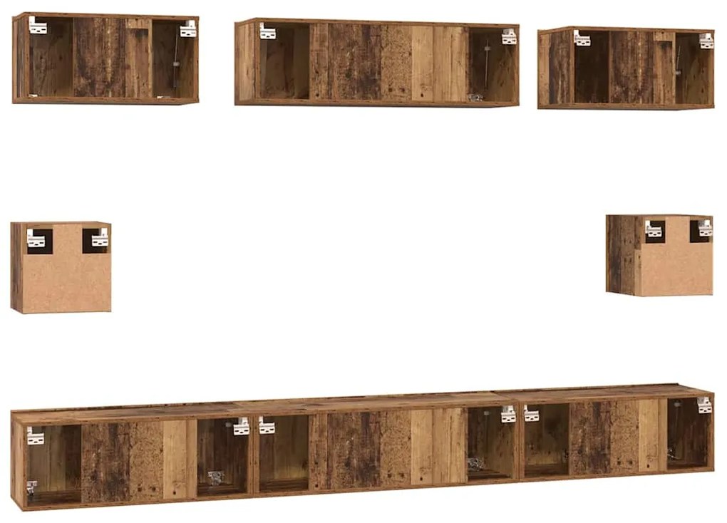Conjunto de Estantes para TV 8 pcs Madeira antiga