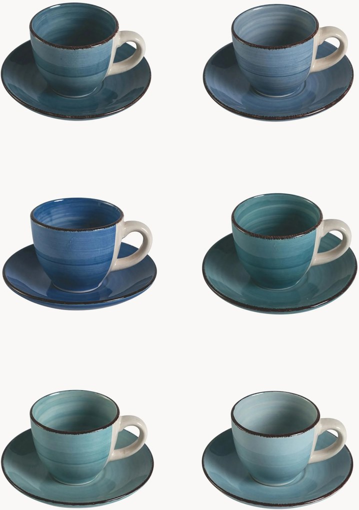 Chávenas de café com pires Baita Acqua, conjunto de 6
