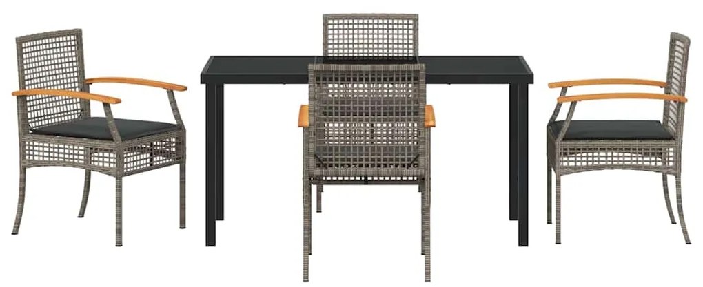 Conjunto de Jantar de Jardim 5 Peças com Almofadas em Rattan Sintético