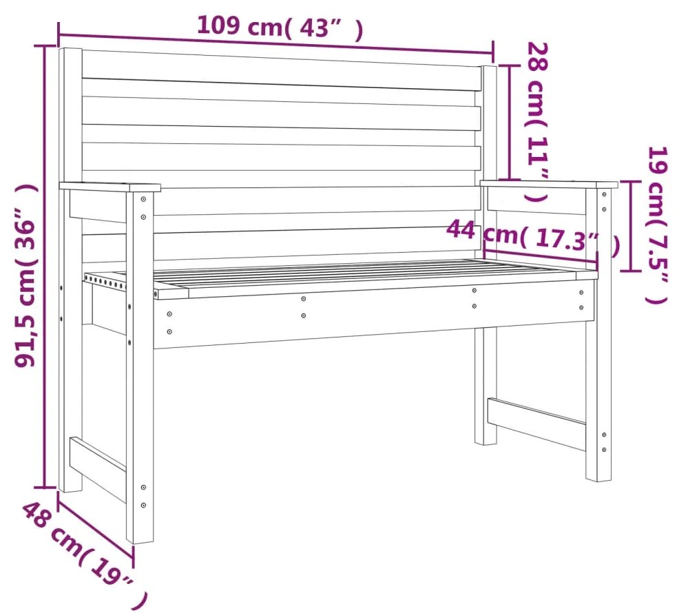 Banco de jardim 109x48x91,5 cm pinho maciço castanho-mel