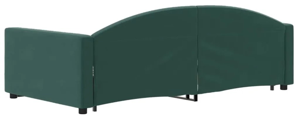Sofá-cama c/ gavetão e gavetas 90x200 cm veludo verde-escuro