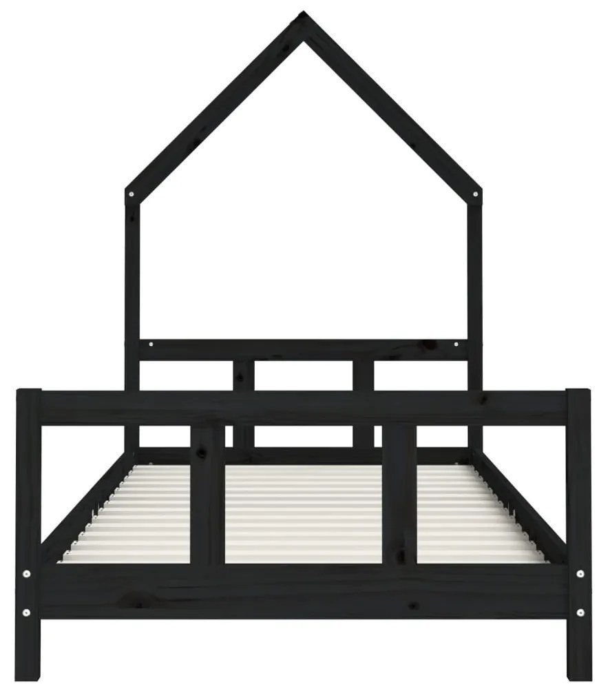 Estrutura de cama infantil 90x190 cm pinho maciço preto
