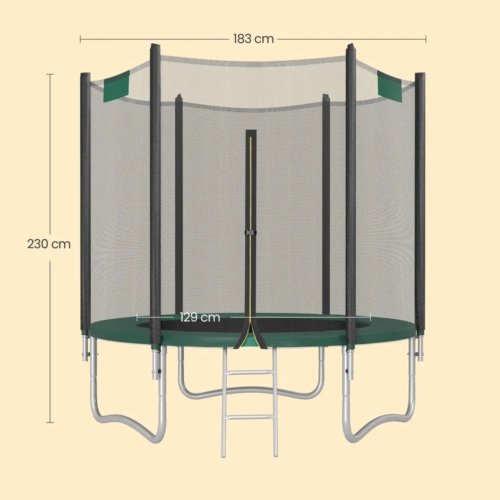 Trampolim para crianças 183 cm com rede de segurança Verde escuro