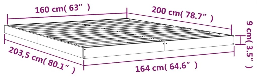 Estrutura de cama 160x200 cm madeira de pinho maciça