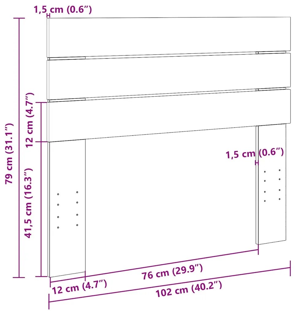 Cabeceira 100 cm Madeira maciça de carvalho