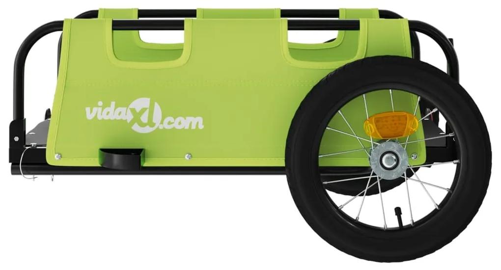 Reboque de carga para bicicleta tecido oxford e ferro verde