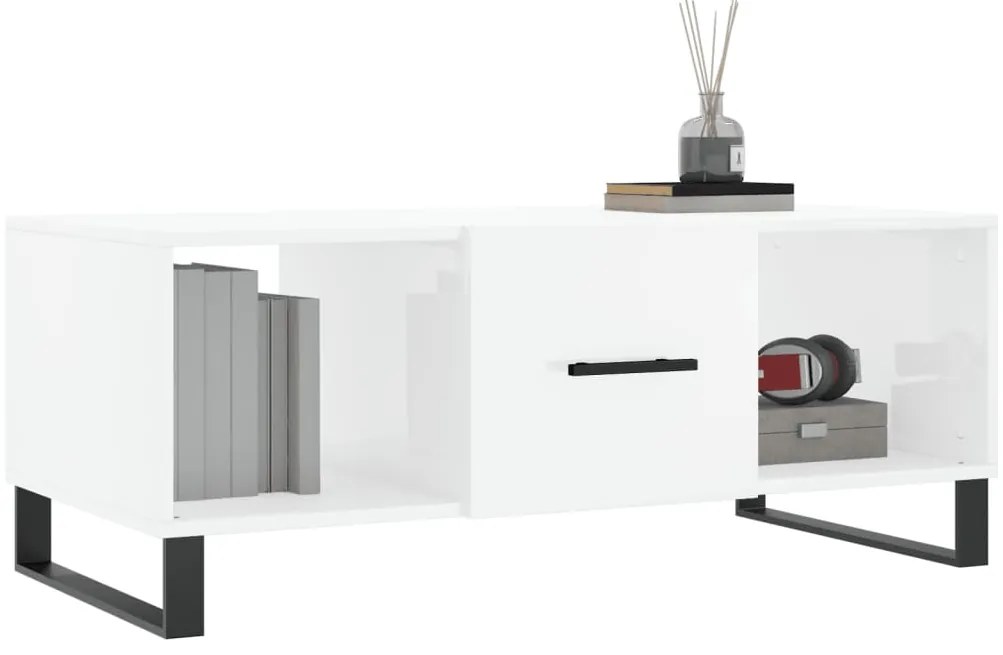 Mesa de centro 102x50x40 cm madeira processada branco brilhante