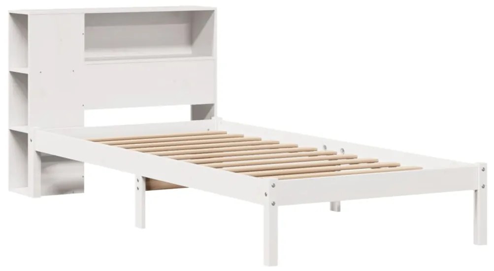 Cama com estante sem colchão 100x200 cm pinho maciço branco