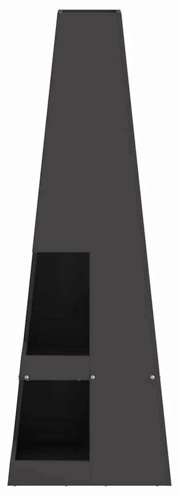 Fogueira com Armazenamento de Lenha Preto 35 x 35 x 100 cm em Aço