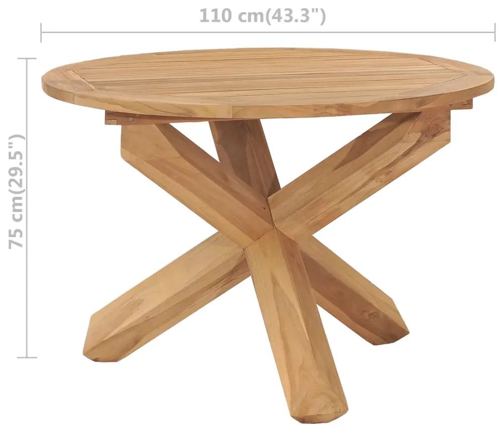 Mesa de jantar para jardim Ø110x75 cm madeira de teca maciça