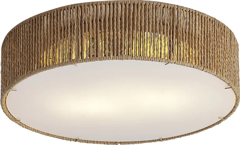 Plafon de teto Japandi natural com abajur 38cm 2-luzes - Luz