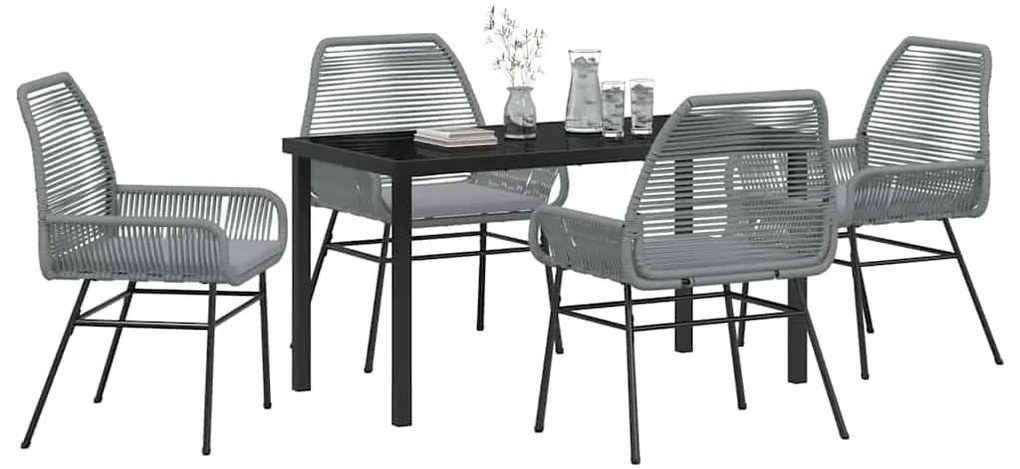 Conjunto de Jantar de Jardim 5 Peças com Almofadas em Rattan Sintético