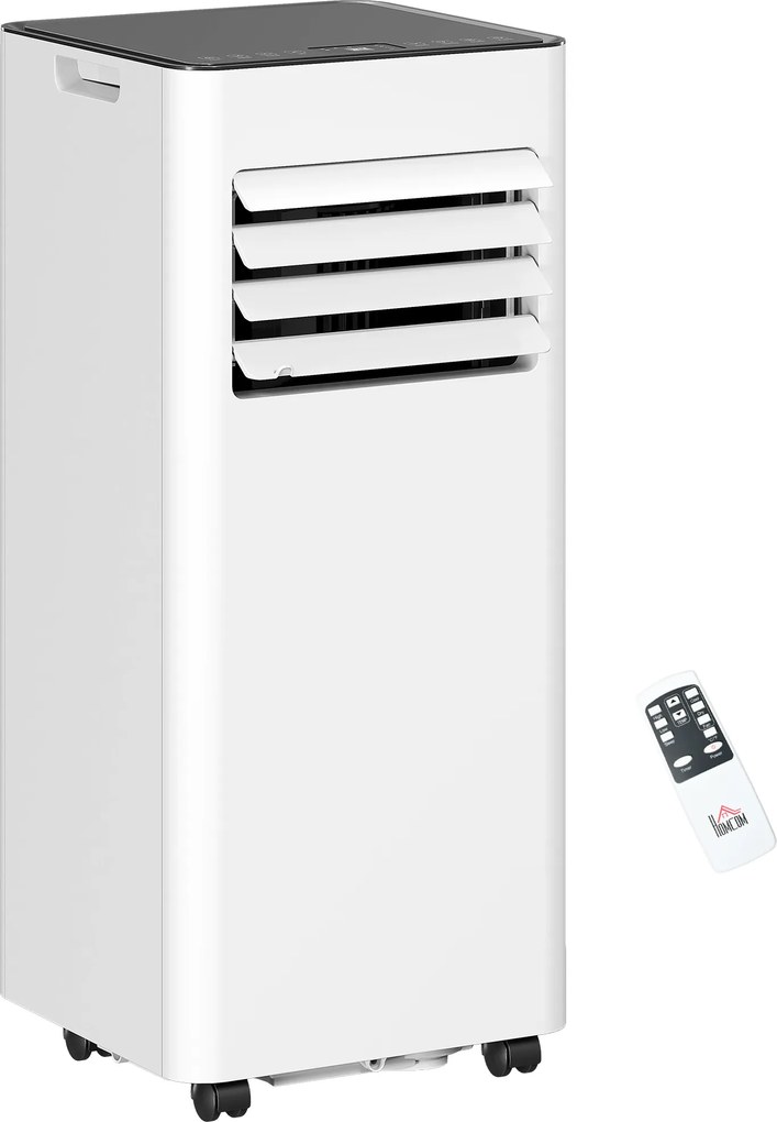 HOMCOM Ar condicionado portátil 2,05 kW 4 em 1 arrefecimento, ventilador, desumidificador temporizador 24H e comando remoto, branco | Aosom Portugal