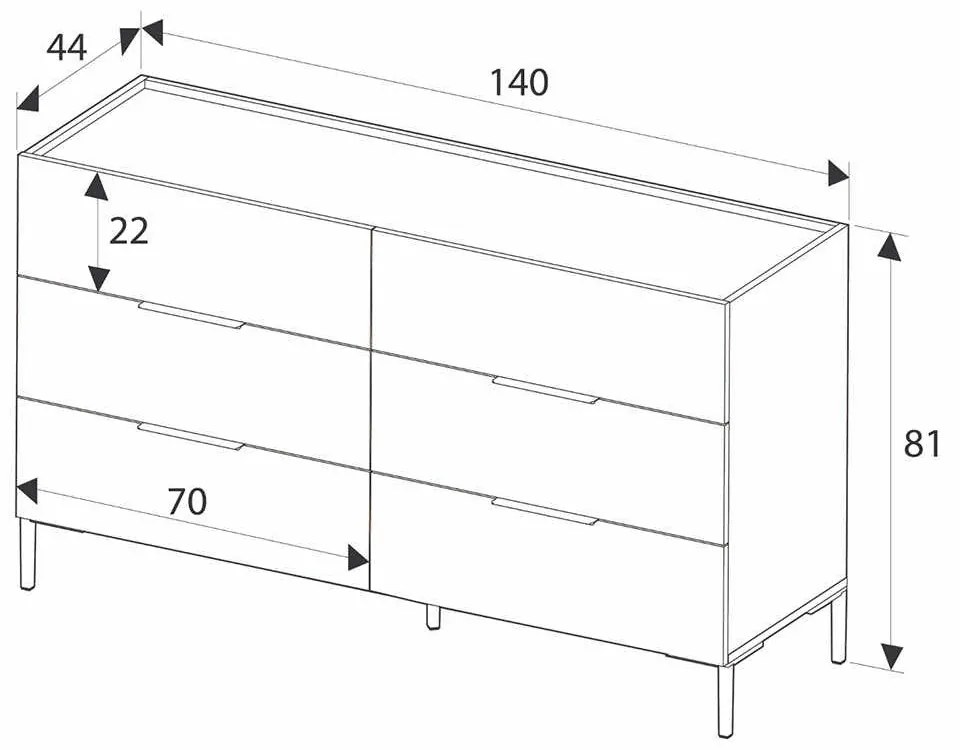 Cómoda "Íris" - Branco - 140x81x44cm - Design Moderno