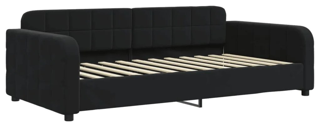 Sofá-cama com gavetão 90x200 cm veludo preto