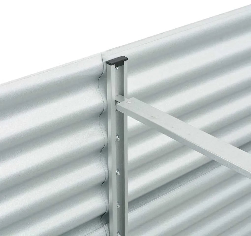 Canteiro elevado de jardim aço galvanizado 400x80x81cm prateado