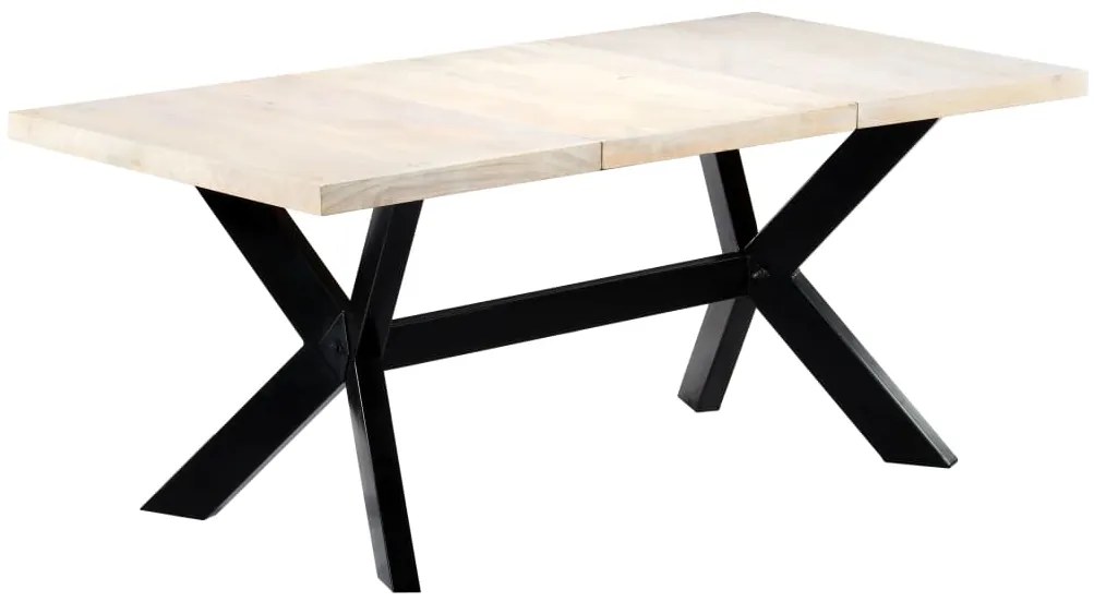 Mesa de jantar 180x90x75 cm madeira de mangueira maciça branco
