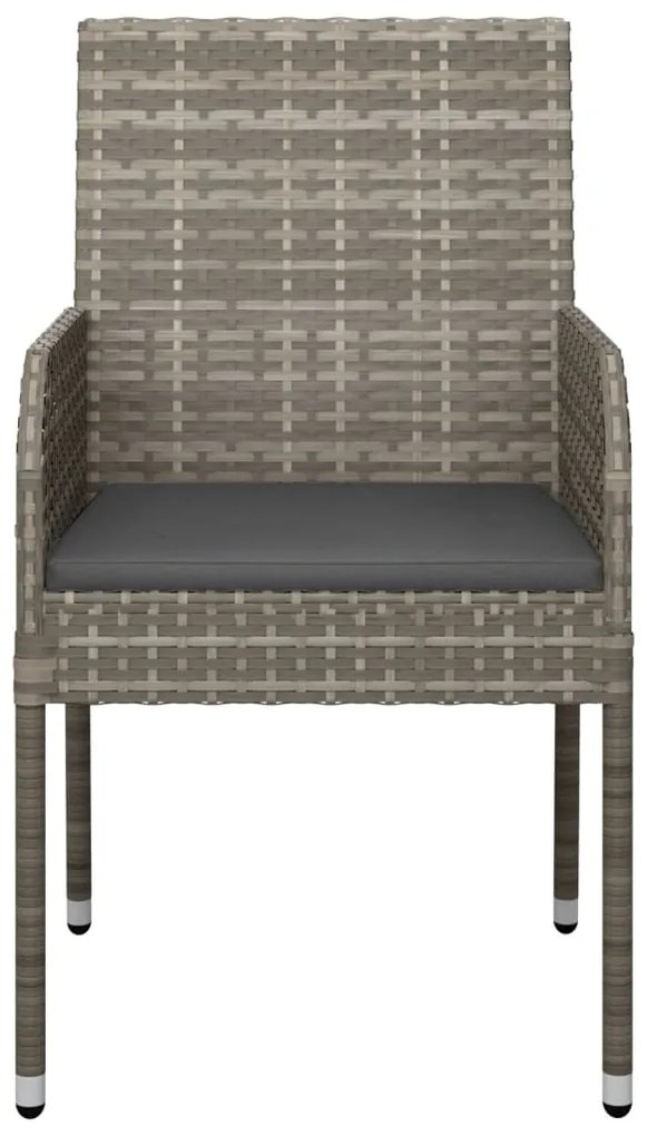 Cadeiras de jardim c/ almofadões 2 pcs vime PE cinzento
