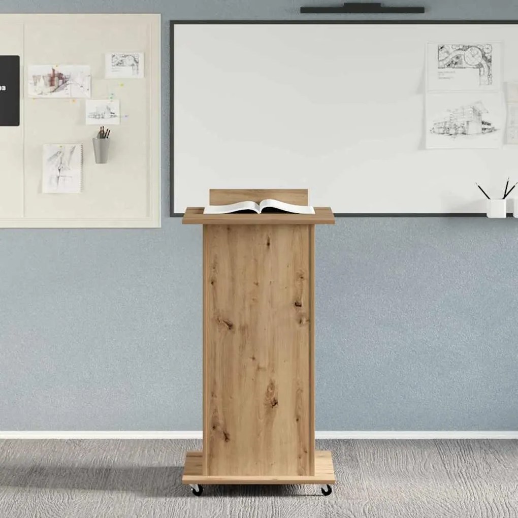 Pódio Lectern vidaXL com Rodas em Madeira de Carvalho