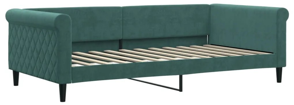 Sofá-cama com colchão 100x200 cm veludo verde-escuro