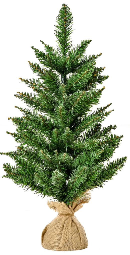 HOMCOM Árvore de Natal de Mesa Artificial de 60cm com base de pano de 70 pontas Mini Ornamentos Ф35x60 cm | Aosom Portugal