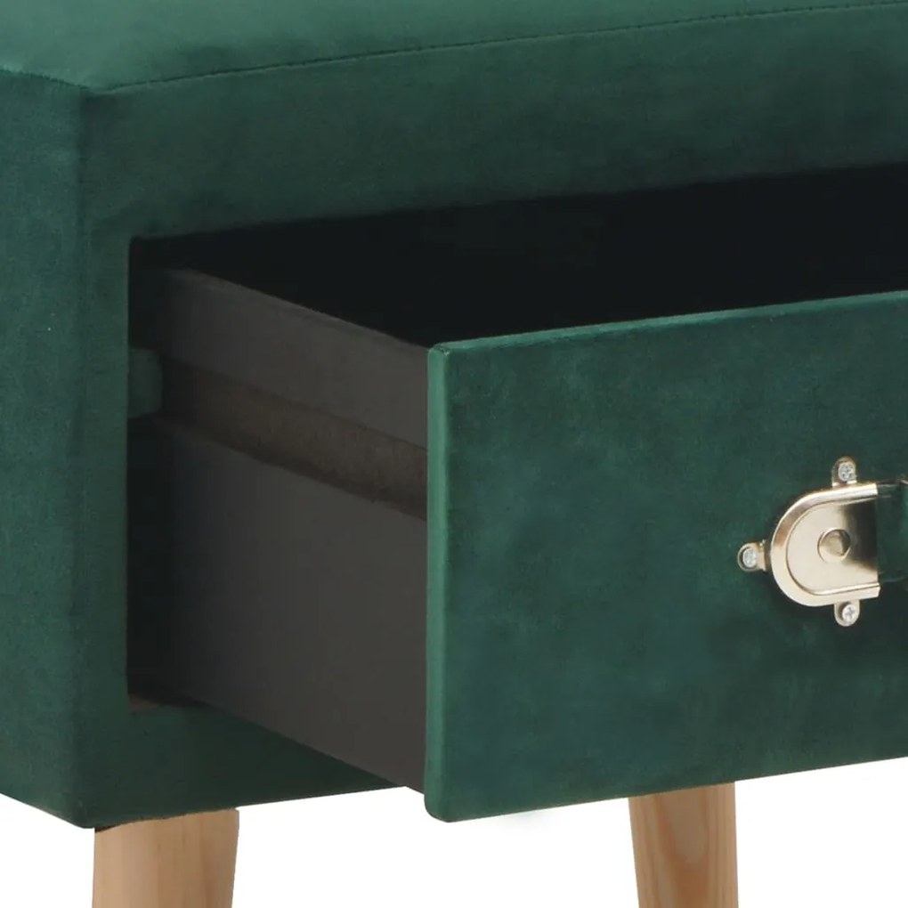 Mesa de cabeceira 40x35x40 cm veludo verde