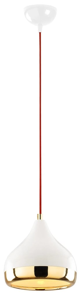 Candeeiro de Teto Yildo – Branco, Vermelho, Dourado – Diâmetro 17 cm,