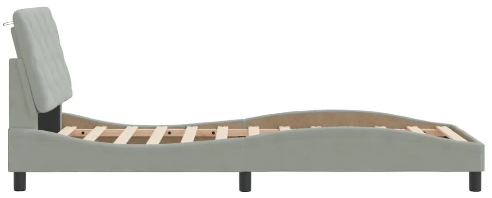 Estrutura de cama c/ cabeceira 90x200 cm veludo cinzento-claro