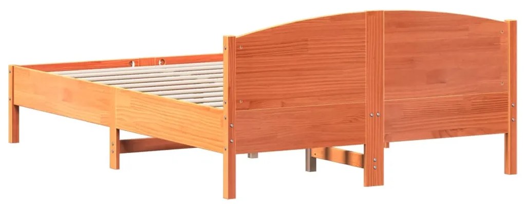 Cama sem colchão 140x200 cm madeira pinho maciça castanho-mel