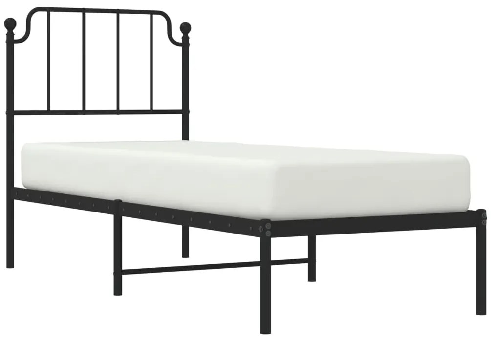 Estrutura de cama com cabeceira 80x200 cm metal preto