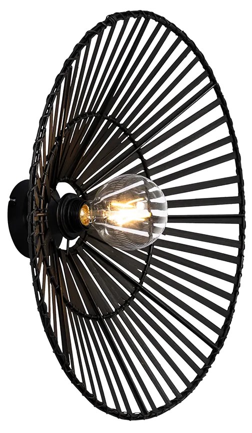 Candeeiro de parede oriental preto em bambu - Pua