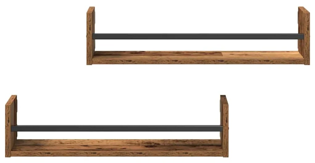 Estantes de Parede 2 pcs Madeira Antiga 60x16x14 cm Madeira Engenharia