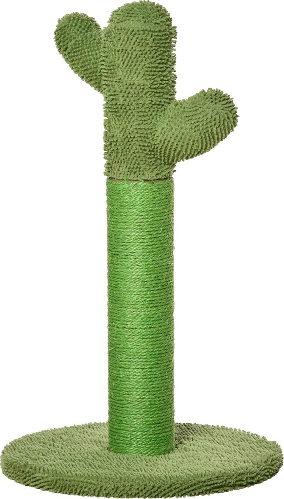 Arranhador para gatos 40 x 40 x 65 cm de interior em forma de cacto, árvore para gatos em sisal resistente com base, verde