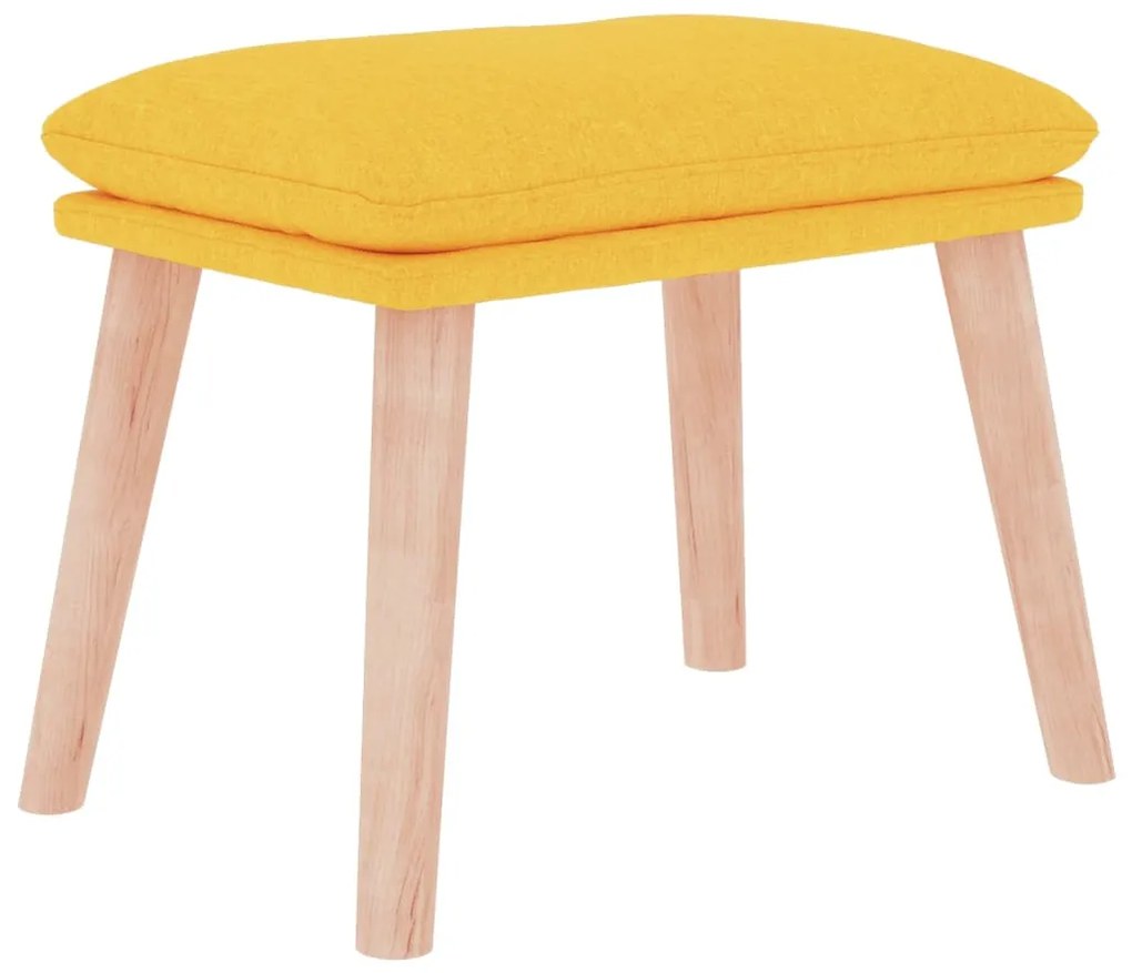Cadeira de baloiço com apoio de pés tecido amarelo mostarda