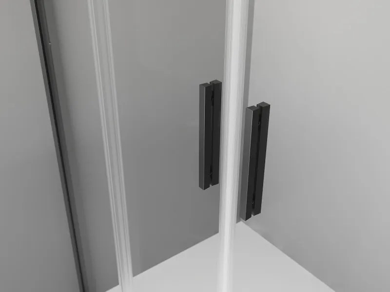 Mexen Exo-S Duo cabine de duche semicircular deslizante 90 x 90 cm, transparente, preta - 8132-090-090-70-00
