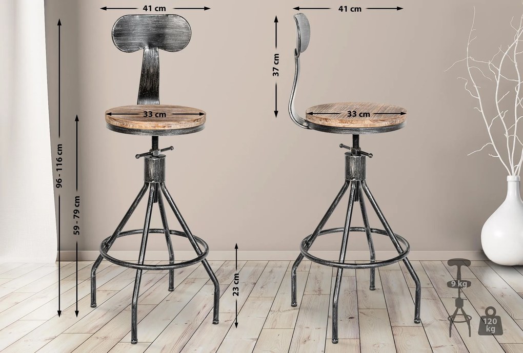 Banco de bar Hanam em Prata antiga